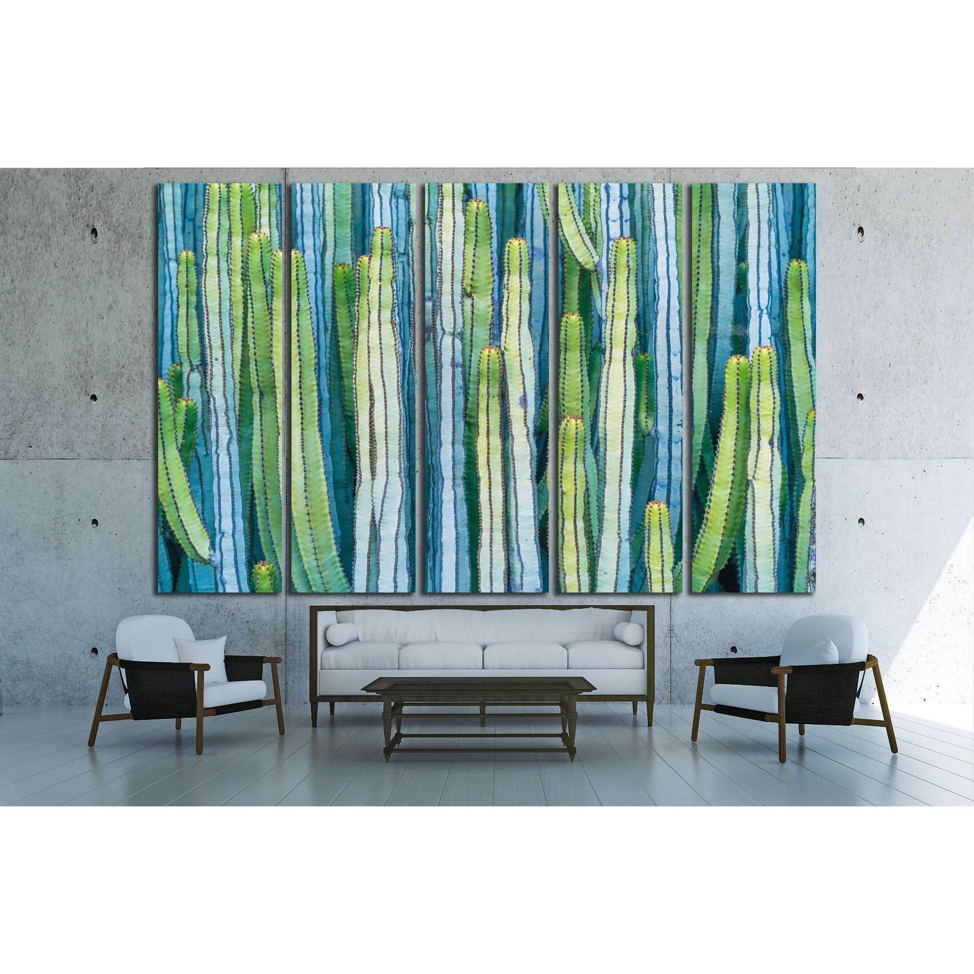 CARDON CACTUS IN SUMMER WITH RICH BLUE GREEN AND TORQOUISE COLORS №2828 Ready to Hang Canvas Print - Zellart Canvas Prints ALL_Products, s-2828