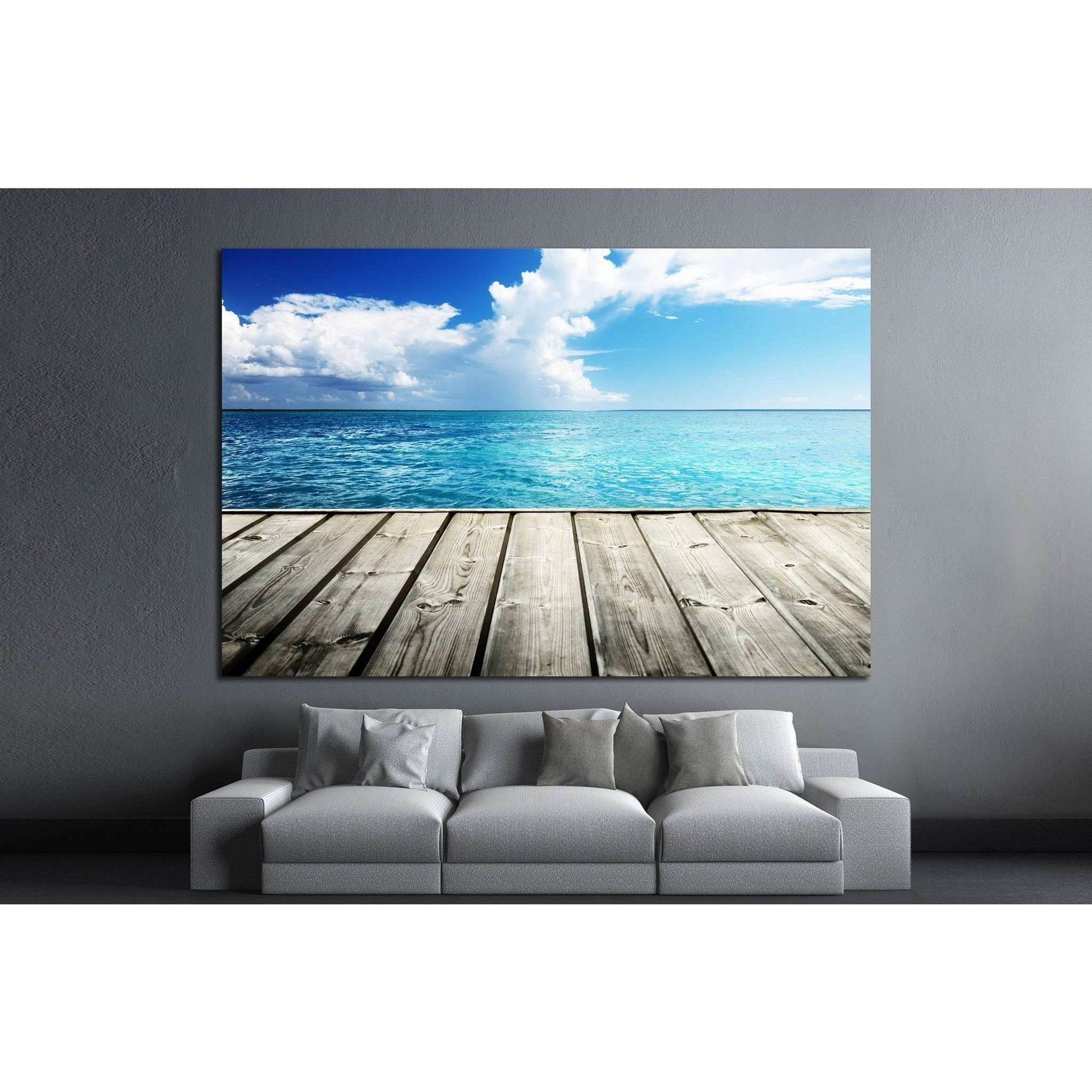 Caribbean sea and wooden platform №1394 Ready to Hang Canvas Print - Zellart Canvas Prints ALL_Products, s-1394
