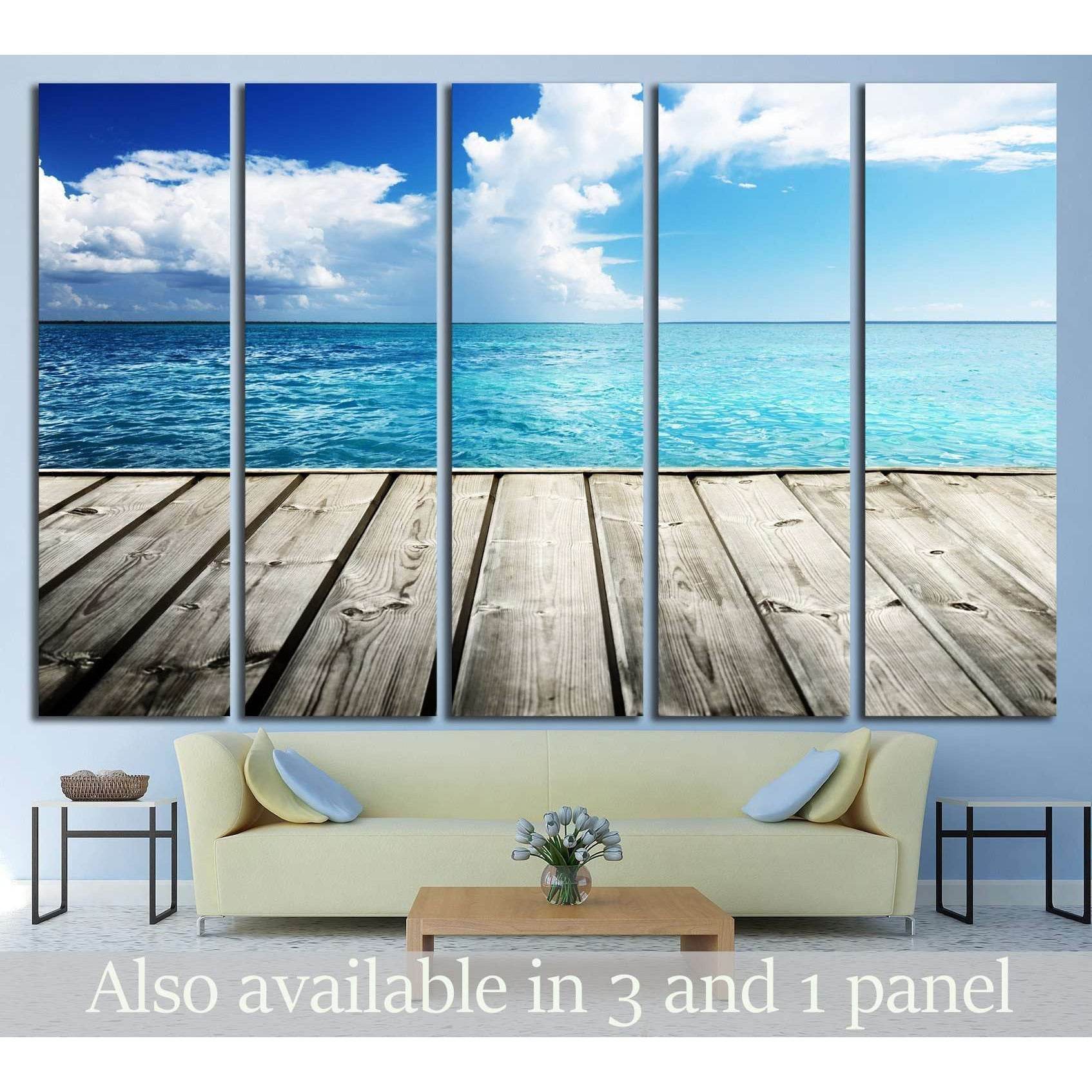 Caribbean sea and wooden platform №1394 Ready to Hang Canvas Print - Zellart Canvas Prints ALL_Products, s-1394