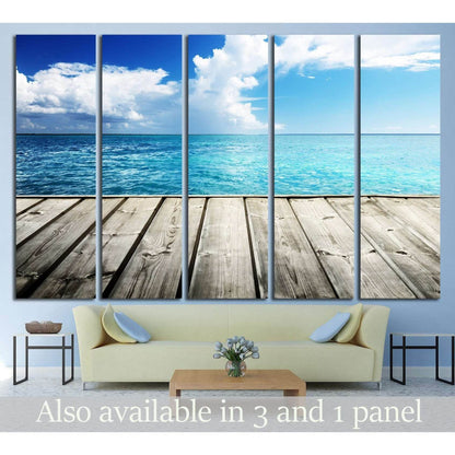 Caribbean sea and wooden platform №1394 Ready to Hang Canvas Print - Zellart Canvas Prints ALL_Products, s-1394