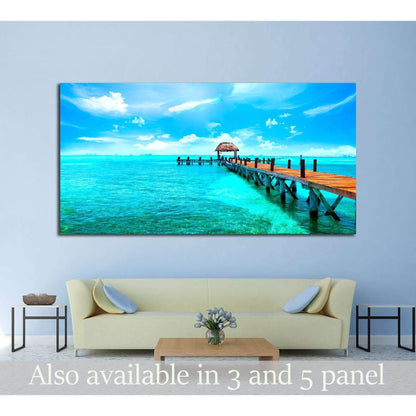 Caribbean sea Jetty near Cancun, Mexico №2517 Ready to Hang Canvas Print - Zellart Canvas Prints ALL_Products, s-2517
