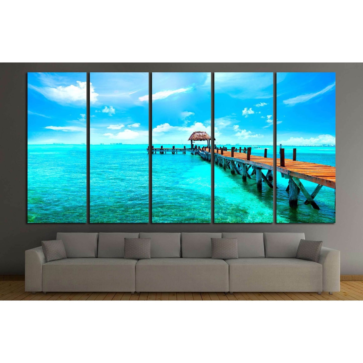 Caribbean sea Jetty near Cancun, Mexico №2517 Ready to Hang Canvas Print - Zellart Canvas Prints ALL_Products, s-2517