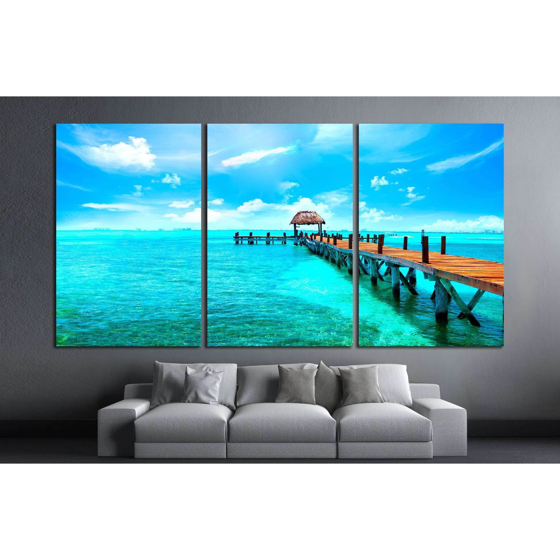 Caribbean sea Jetty near Cancun, Mexico №2517 Ready to Hang Canvas PrintCanvas art arrives ready to hang, with hanging accessories included and no additional framing required. Every canvas print is hand-crafted, made on-demand at our workshop and expertly