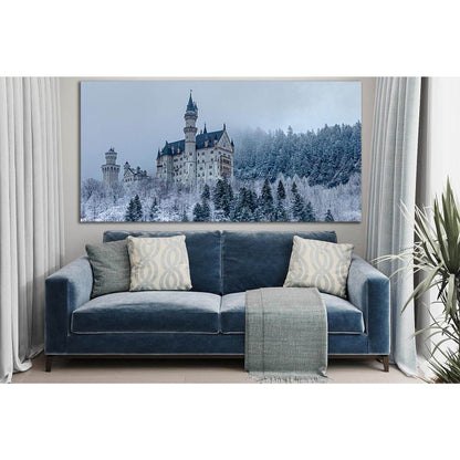Castle In Winter Forest №SL1380 Ready to Hang Canvas Print - Zellart Canvas Prints 0new, ALL_Products, Architecture