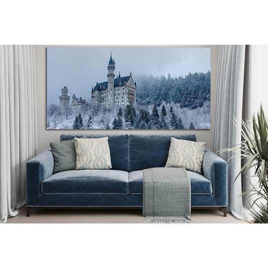 Castle In Winter Forest №SL1380 Ready to Hang Canvas Print - Zellart Canvas Prints 0new, ALL_Products, Architecture