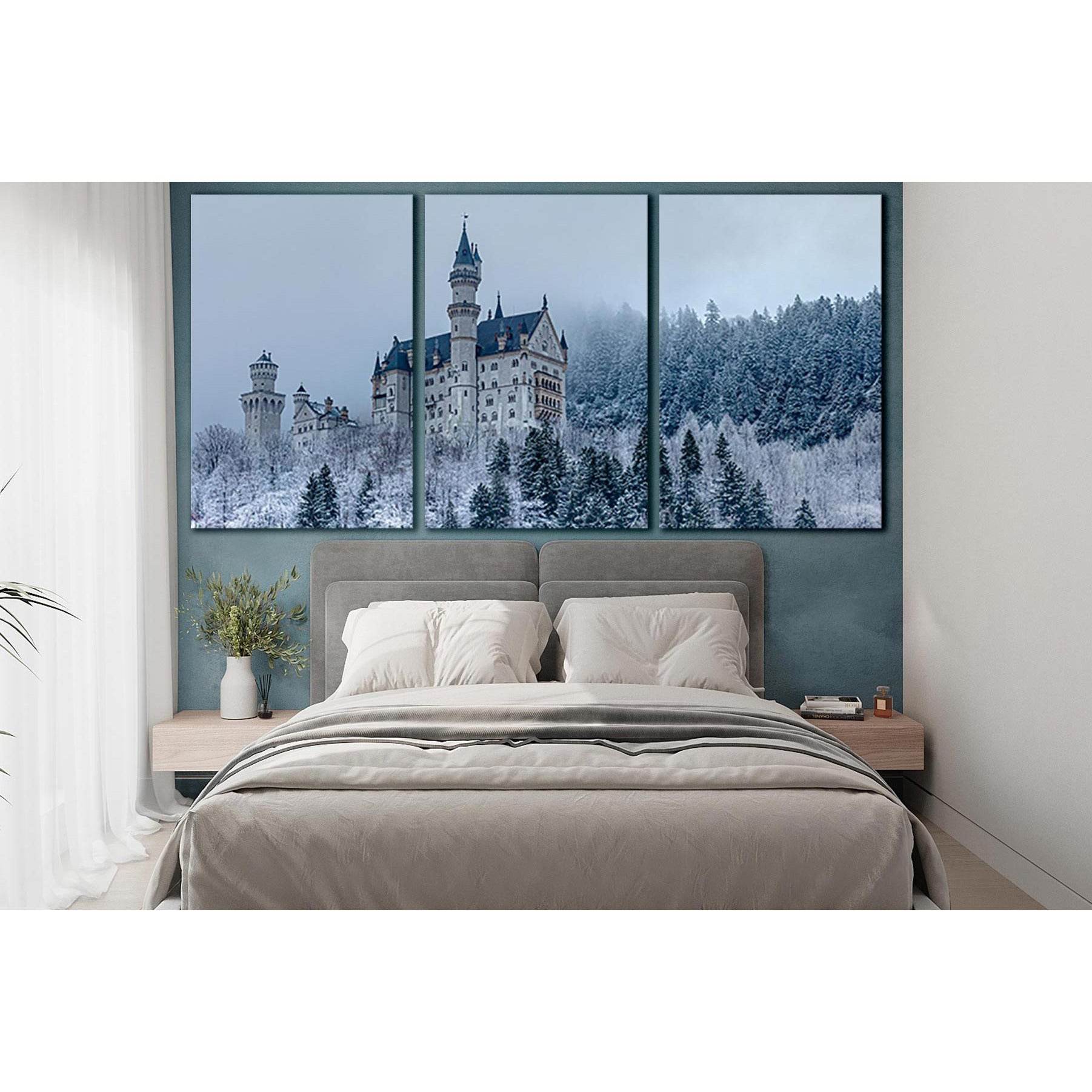 Castle In Winter Forest №SL1380 Ready to Hang Canvas Print - Zellart Canvas Prints 0new, ALL_Products, Architecture