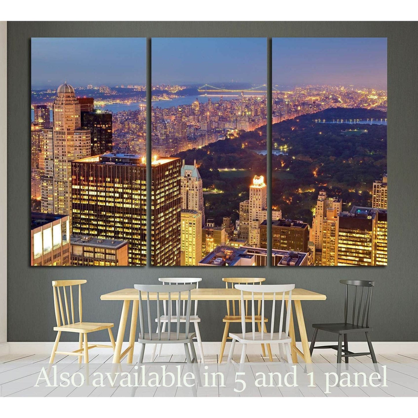 Central Park at Night in New York city, USA №1505 Ready to Hang Canvas Print - Zellart Canvas Prints 0_NY_ART, ALL_Products, s-1505
