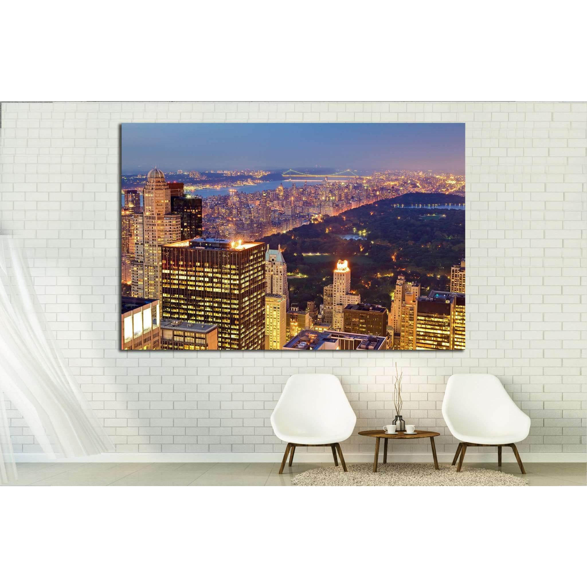 Central Park at Night in New York city, USA №1505 Ready to Hang Canvas Print