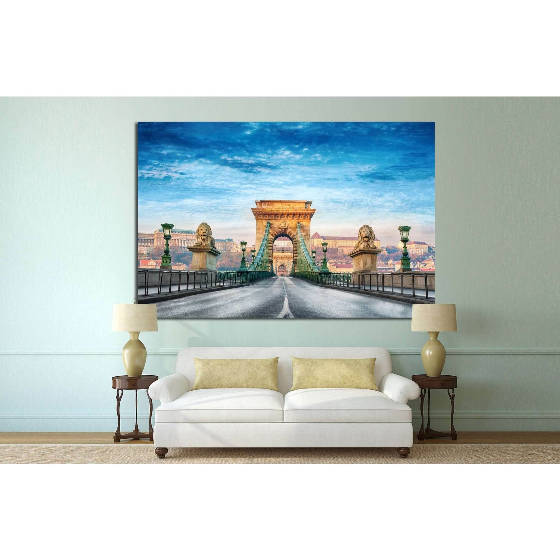 Chain bridge, Budapest, Hungary №856 Ready to Hang Canvas Print - Zellart Canvas Prints ALL_Products, s-856