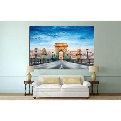 Chain bridge, Budapest, Hungary №856 Ready to Hang Canvas Print - Zellart Canvas Prints ALL_Products, s-856