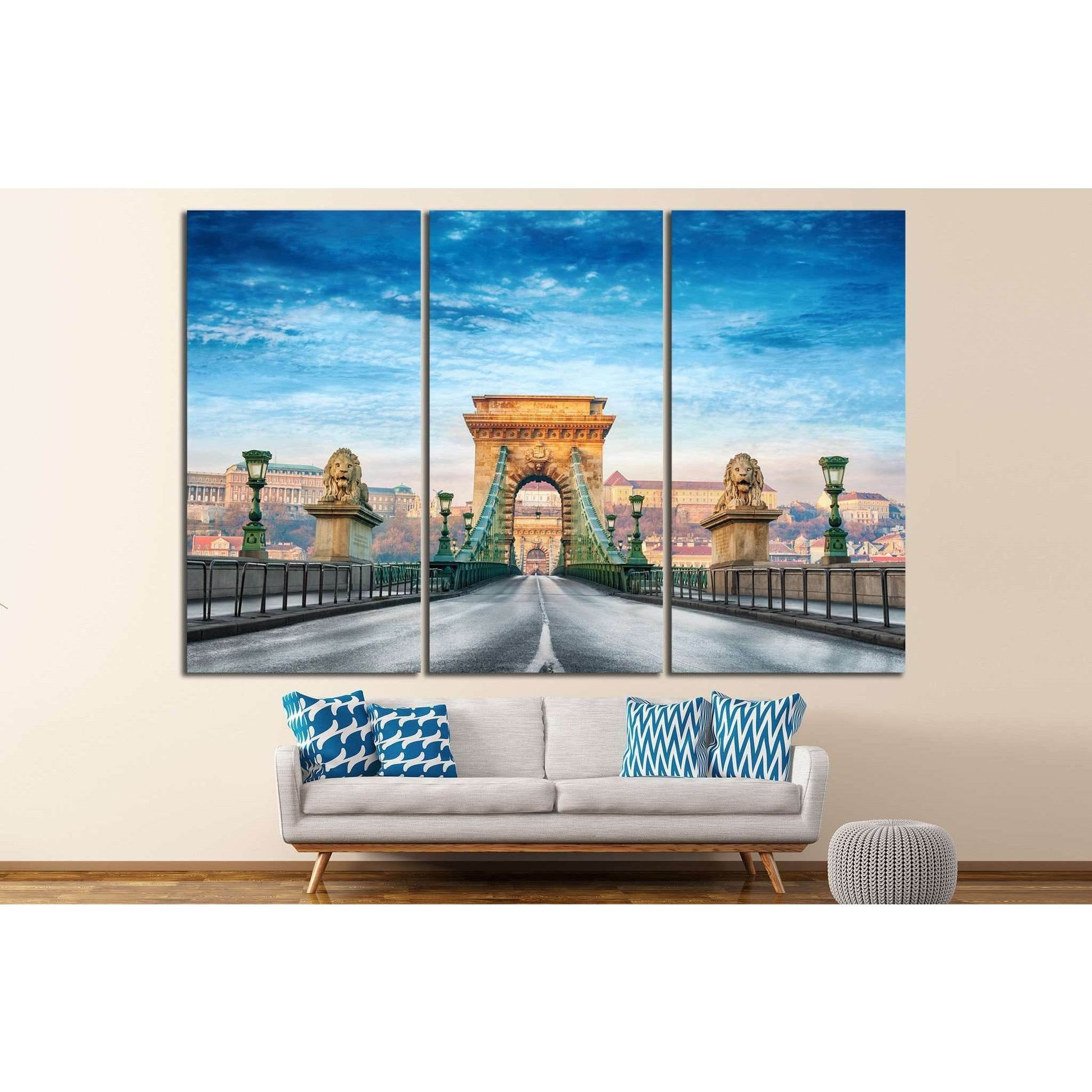 Chain bridge, Budapest, Hungary №856 Ready to Hang Canvas Print - Zellart Canvas Prints ALL_Products, s-856