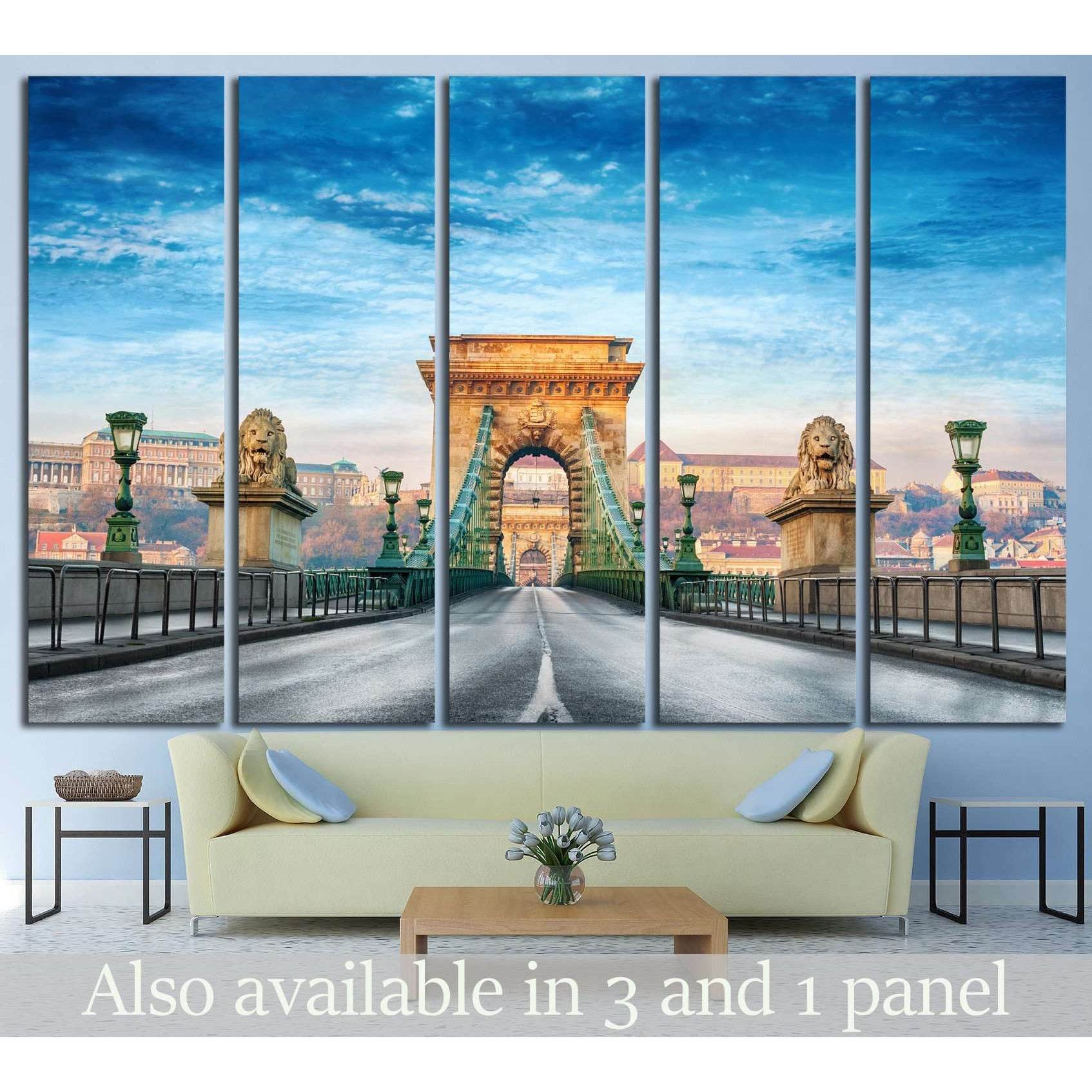Chain bridge, Budapest, Hungary №856 Ready to Hang Canvas Print - Zellart Canvas Prints ALL_Products, s-856