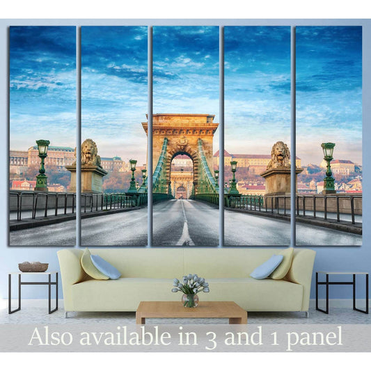 Chain bridge, Budapest, Hungary №856 Ready to Hang Canvas Print - Zellart Canvas Prints ALL_Products, s-856