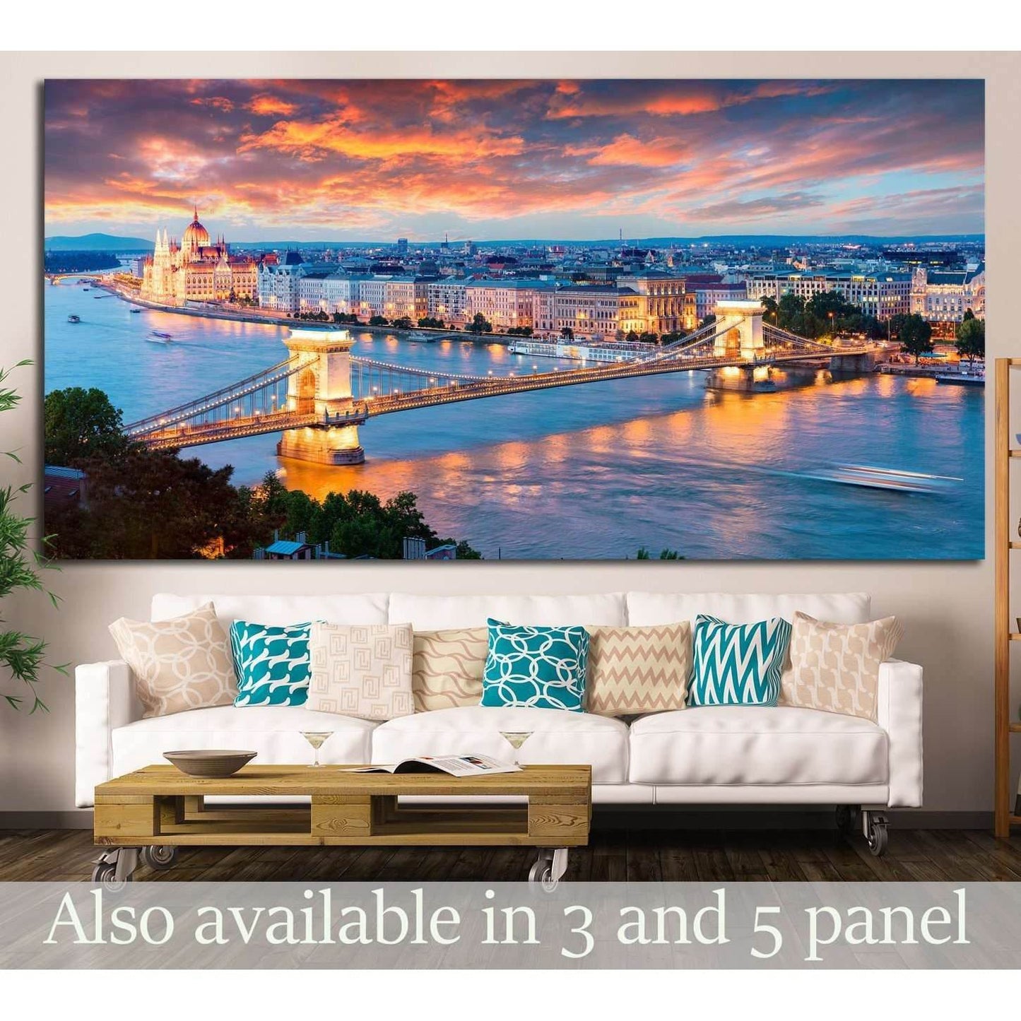 Chain Bridge in Pest city, Budapest, Hungary №1197 Ready to Hang Canvas Print - Zellart Canvas Prints ALL_Products, s-1197