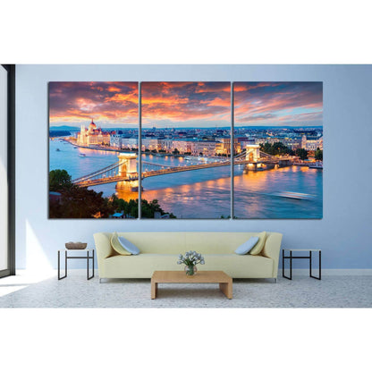 Chain Bridge in Pest city, Budapest, Hungary №1197 Ready to Hang Canvas PrintCanvas art arrives ready to hang, with hanging accessories included and no additional framing required. Every canvas print is hand-crafted, made on-demand at our workshop and exp