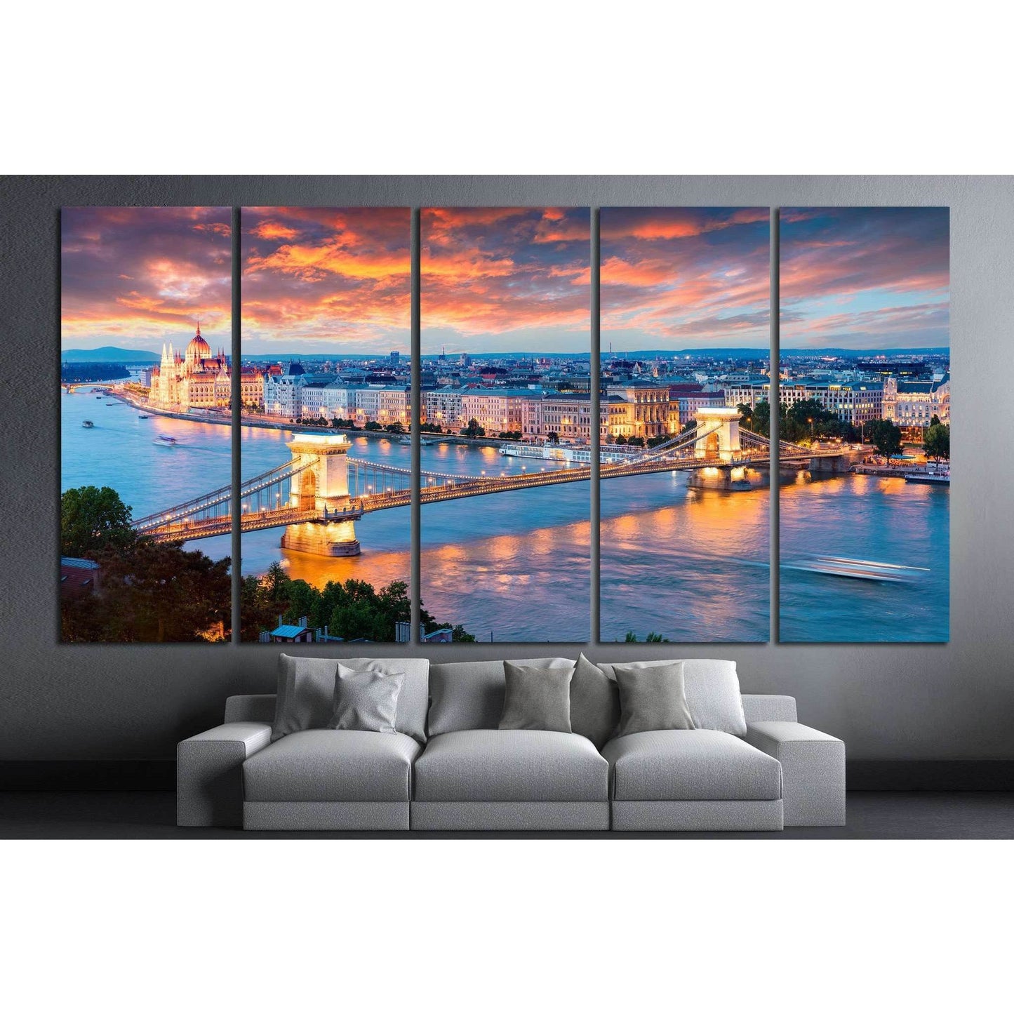 Chain Bridge in Pest city, Budapest, Hungary №1197 Ready to Hang Canvas PrintCanvas art arrives ready to hang, with hanging accessories included and no additional framing required. Every canvas print is hand-crafted, made on-demand at our workshop and exp