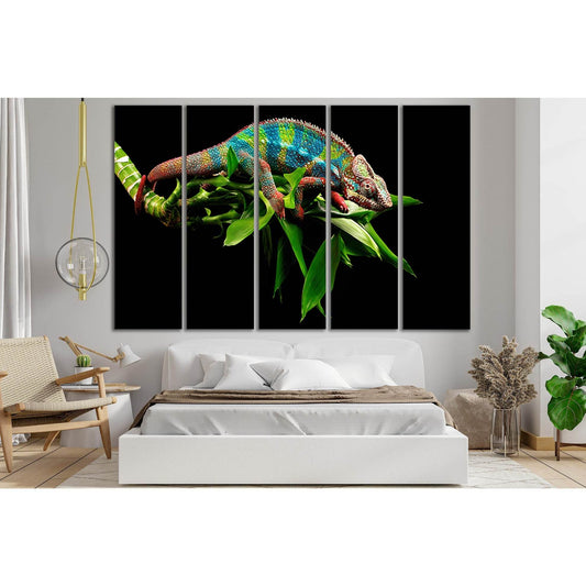 Chameleon On A Green Branch №SL1030 Ready to Hang Canvas Print - Zellart Canvas Prints 0new, ALL_Products, Animals & Wildlife