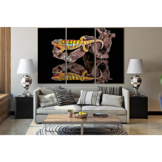 Chameleon Reflection №SL1028 Ready to Hang Canvas Print - Zellart Canvas Prints 0new, ALL_Products, Animals & Wildlife