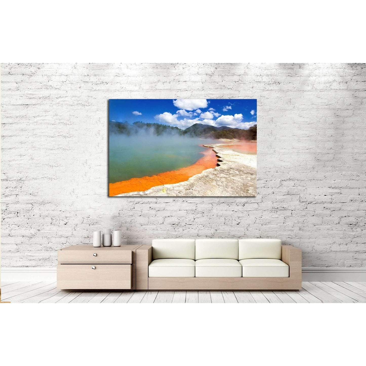 Champagne Pool in Wai-O-Tapu Geothermal Wonderland, Rotorua, New Zealand №2495 Ready to Hang Canvas Print - Zellart Canvas Prints ALL_Products, s-2495
