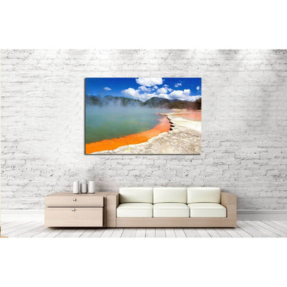 Champagne Pool in Wai-O-Tapu Geothermal Wonderland, Rotorua, New Zealand №2495 Ready to Hang Canvas Print - Zellart Canvas Prints ALL_Products, s-2495