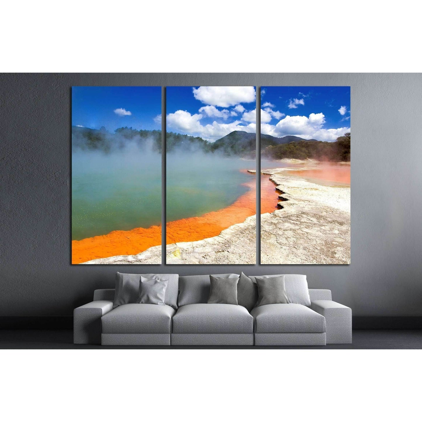 Champagne Pool in Wai-O-Tapu Geothermal Wonderland, Rotorua, New Zealand №2495 Ready to Hang Canvas Print - Zellart Canvas Prints ALL_Products, s-2495