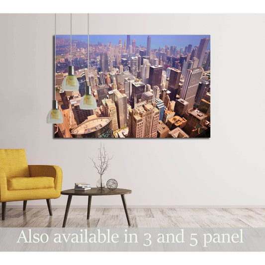 Chicago aerial view. Filtered color style. №2725 Ready to Hang Canvas Print - Zellart Canvas Prints ALL_Products, s-2725