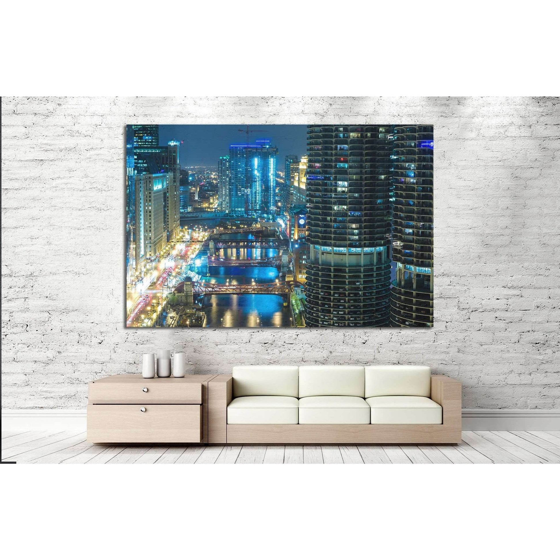 Chicago at night, Illinois, USA №1137 Ready to Hang Canvas PrintCanvas art arrives ready to hang, with hanging accessories included and no additional framing required. Every canvas print is hand-crafted, made on-demand at our workshop and expertly stretch