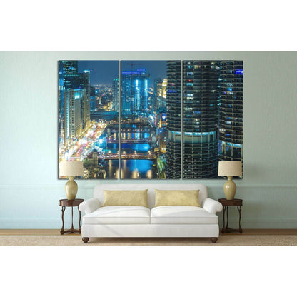 Chicago at night, Illinois, USA №1137 Ready to Hang Canvas PrintCanvas art arrives ready to hang, with hanging accessories included and no additional framing required. Every canvas print is hand-crafted, made on-demand at our workshop and expertly stretch