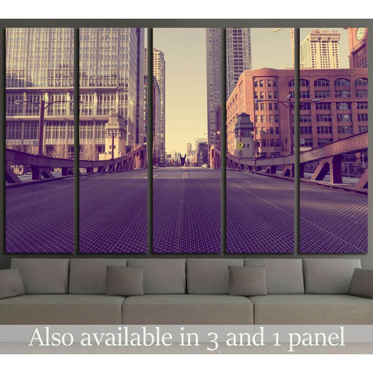 Chicago Bridge - Vintage Picture Effect №2158 Ready to Hang Canvas Print - Zellart Canvas Prints ALL_Products, s-2158