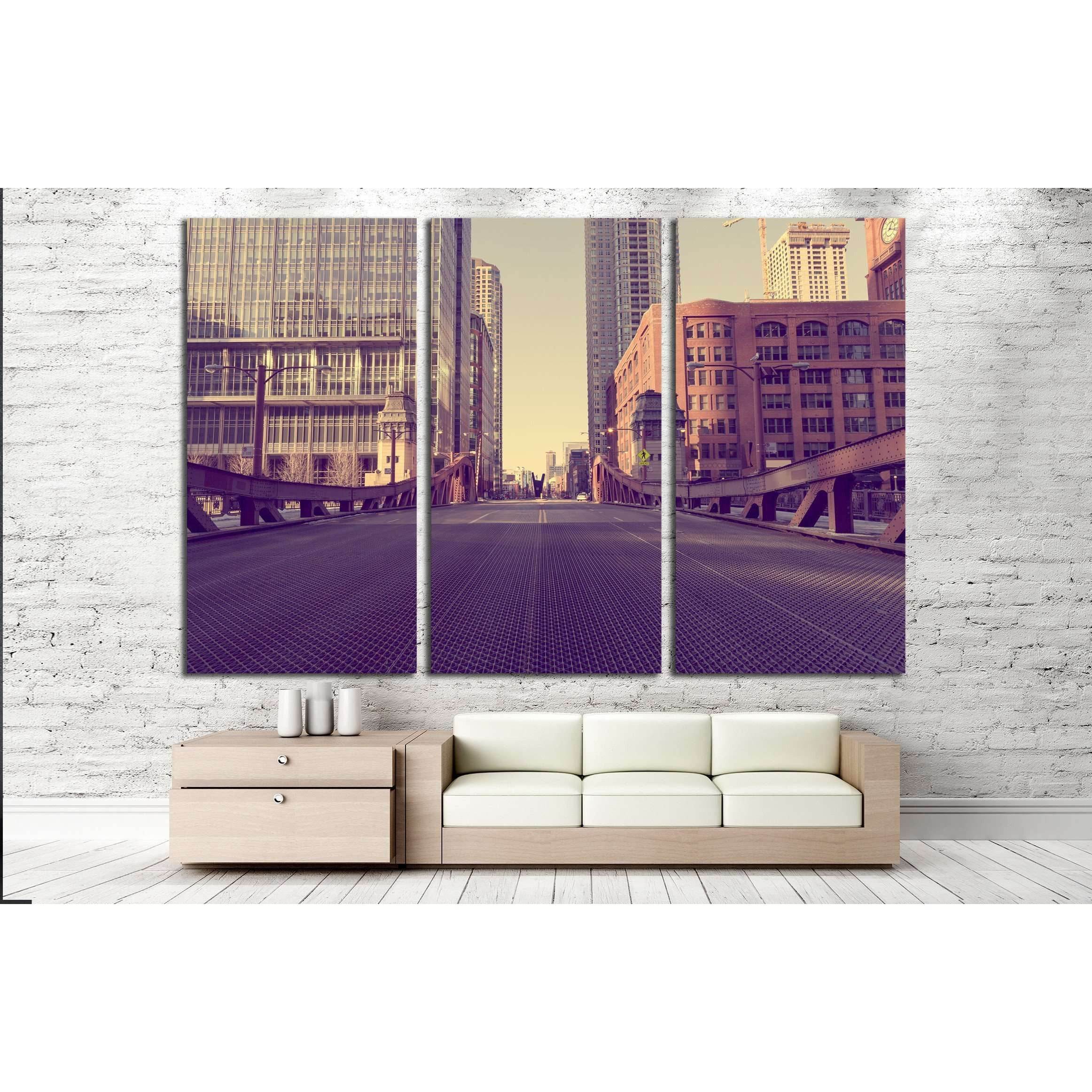Chicago Bridge - Vintage Picture Effect №2158 Ready to Hang Canvas Print
