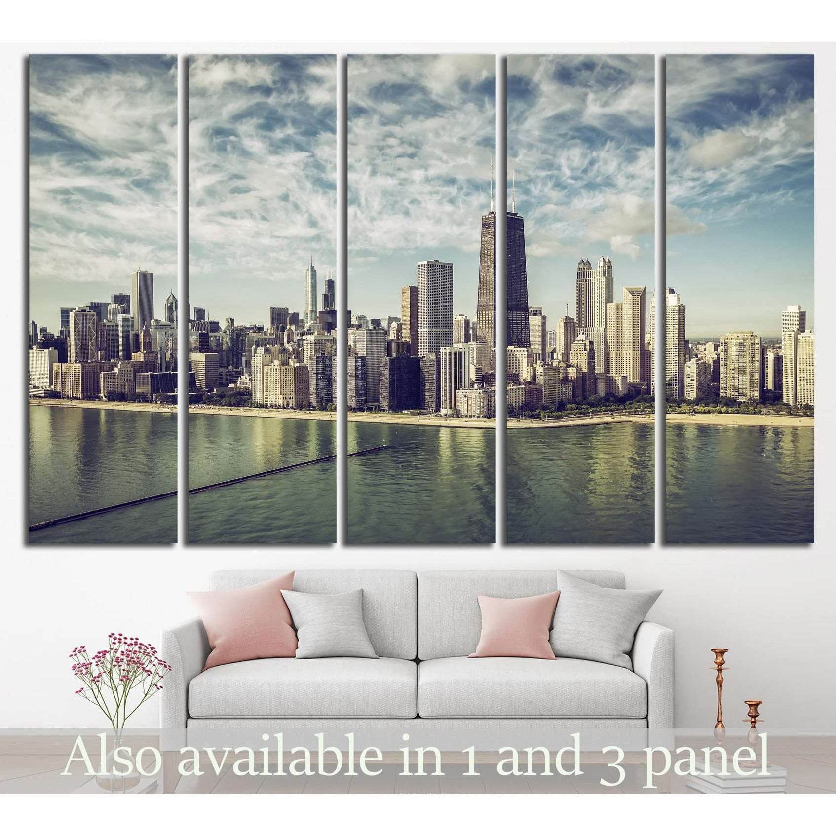 Chicago Cityscape, Illinois №243 Ready to Hang Canvas Print - Zellart Canvas Prints ALL_Products, wd-243