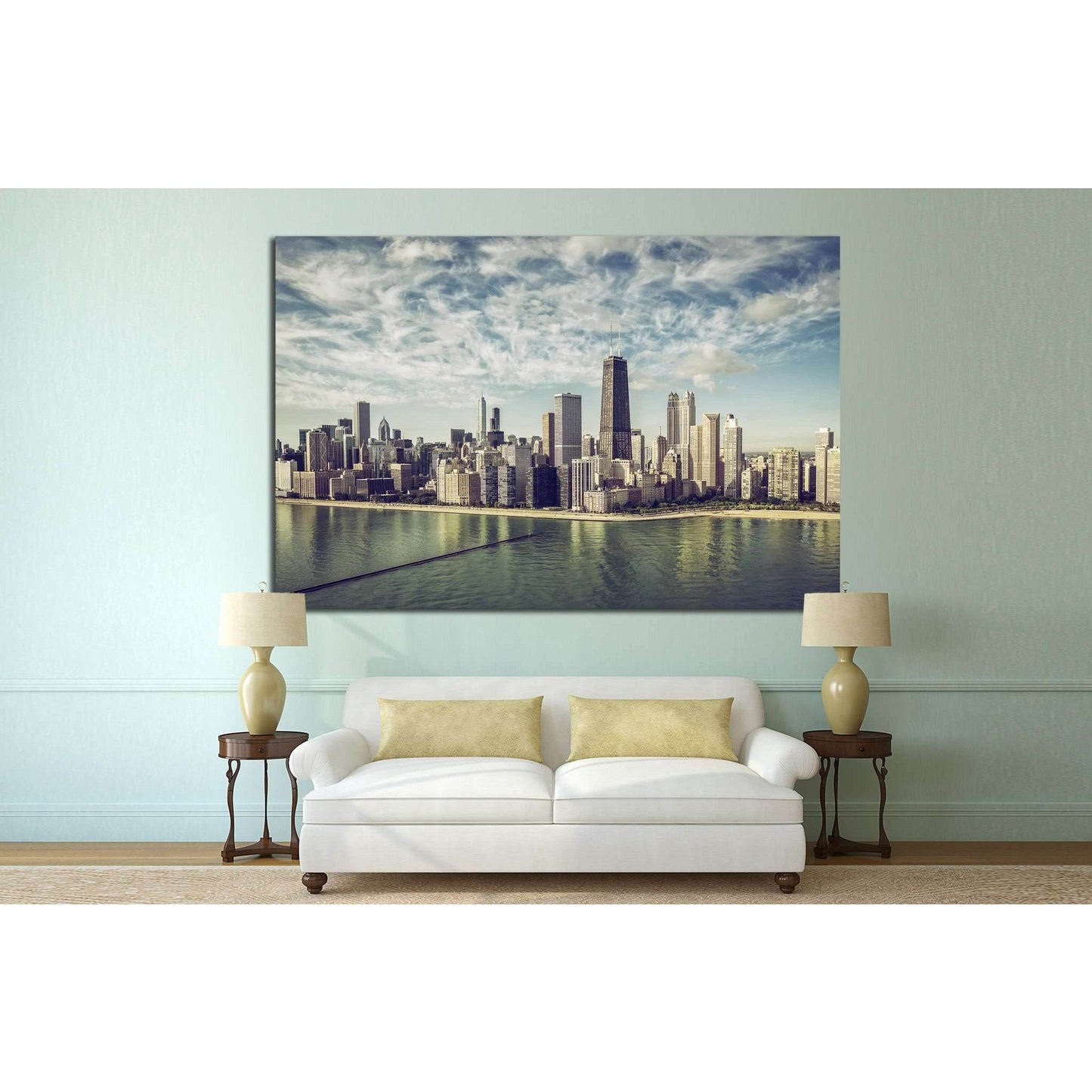 Chicago Cityscape, Illinois №243 Ready to Hang Canvas Print - Zellart Canvas Prints ALL_Products, wd-243