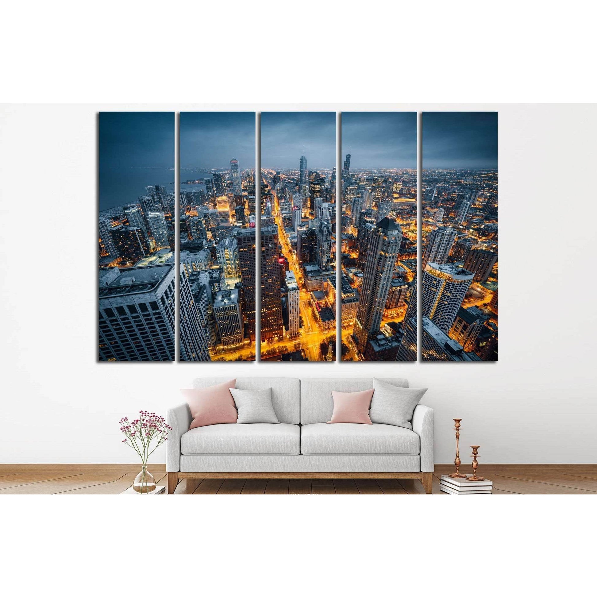 Chicago Cityscape, Illinois №244 Ready to Hang Canvas Print - Zellart Canvas Prints ALL_Products, wd-244