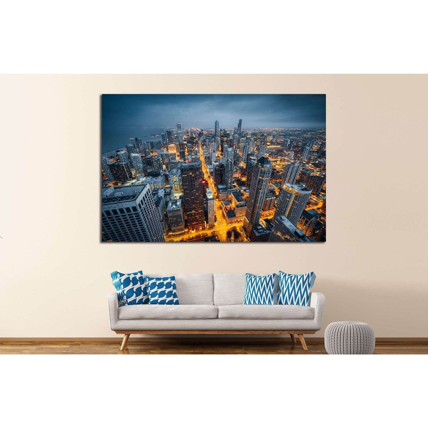 Chicago Cityscape, Illinois №244 Ready to Hang Canvas Print - Zellart Canvas Prints ALL_Products, wd-244