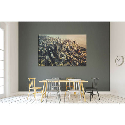 Chicago Downtown- Aerial View with desaturated colors №2326 Ready to Hang Canvas PrintCanvas art arrives ready to hang, with hanging accessories included and no additional framing required. Every canvas print is hand-crafted, made on-demand at our worksho