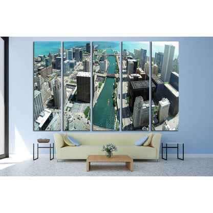Chicago skyline panorama from 88th floor on Chicago river №2140 Ready to Hang Canvas Print - Zellart Canvas Prints ALL_Products, s-2140