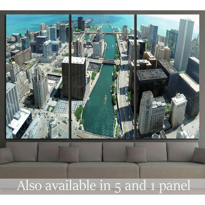 Chicago skyline panorama from 88th floor on Chicago river №2140 Ready to Hang Canvas Print - Zellart Canvas Prints ALL_Products, s-2140
