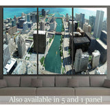Chicago skyline panorama from 88th floor on Chicago river №2140 Ready to Hang Canvas Print