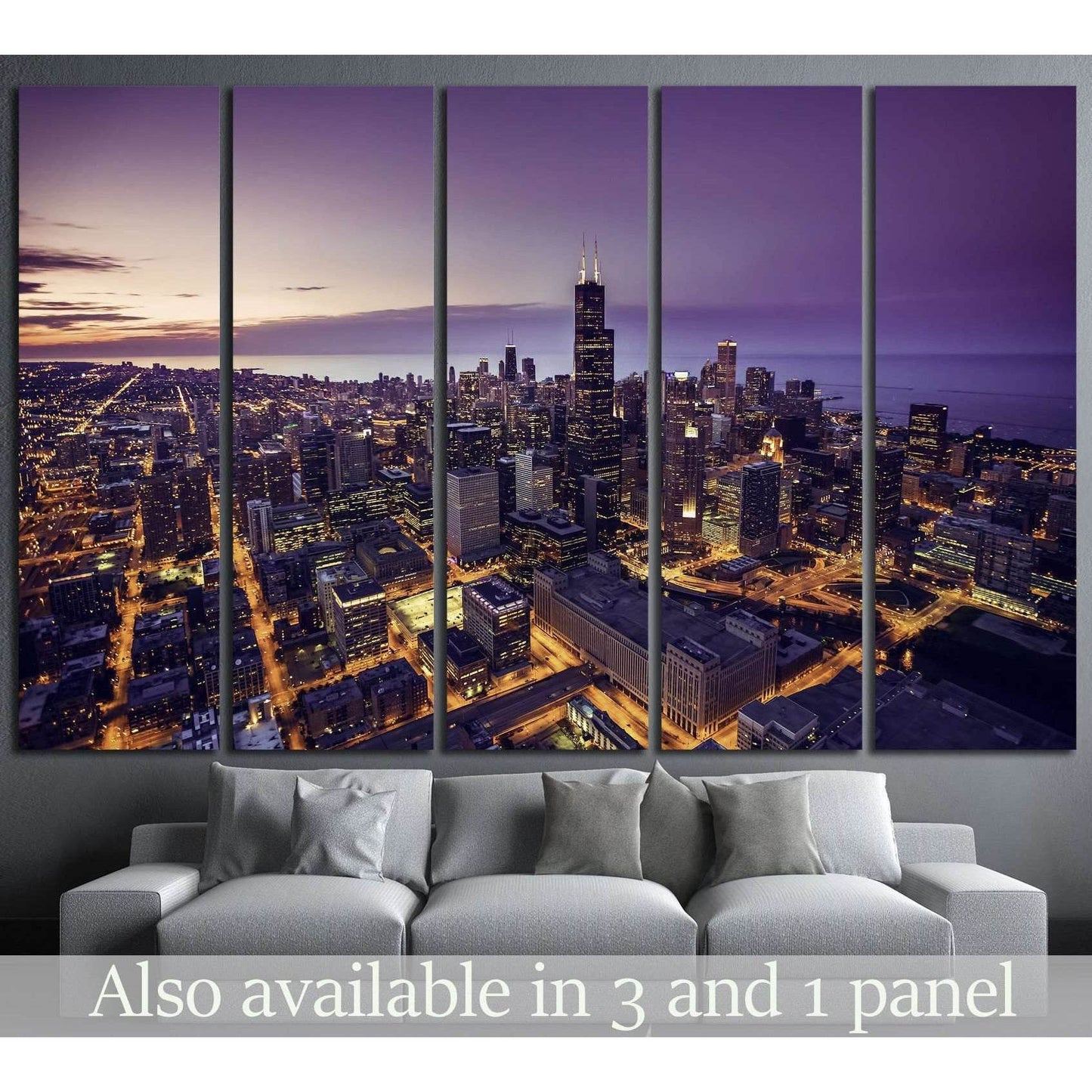 Chicago skyline, United States №1002 Ready to Hang Canvas Print - Zellart Canvas Prints ALL_Products, s-1002