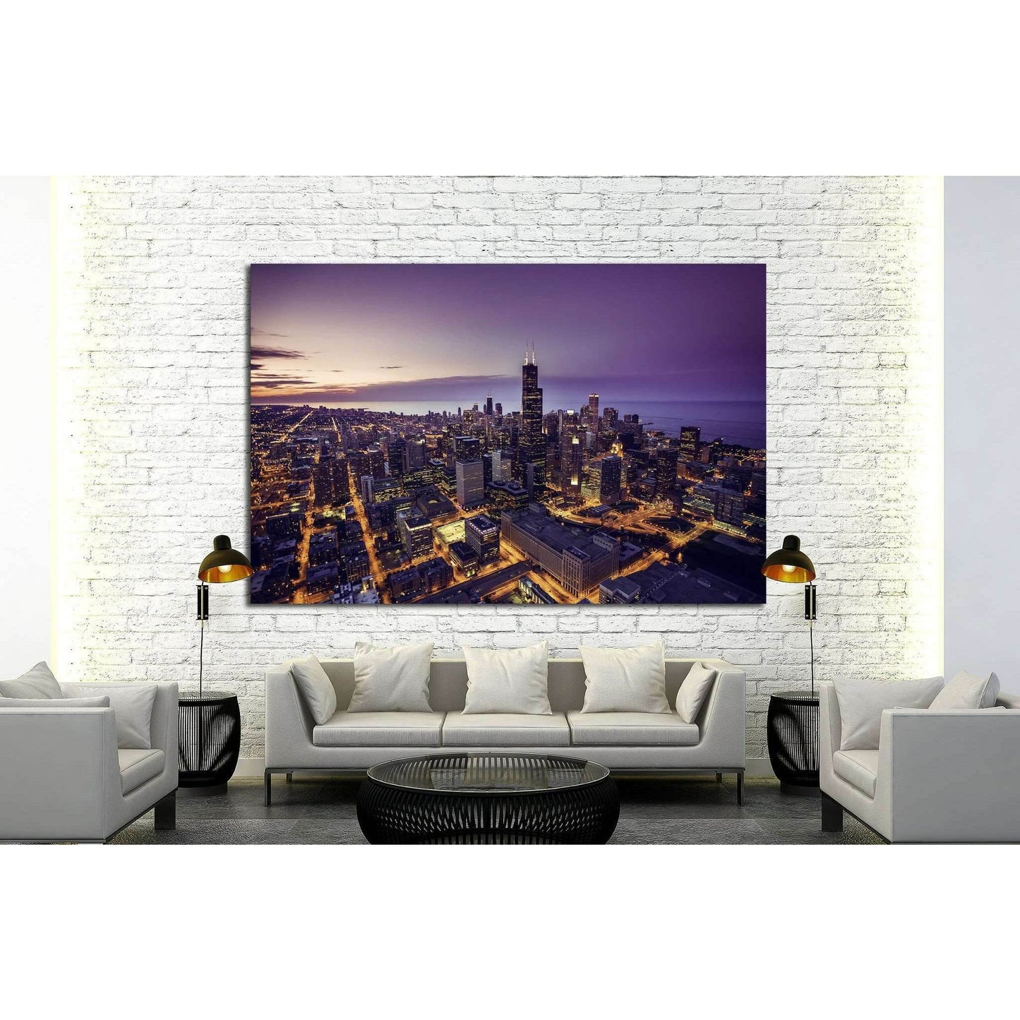 Chicago skyline, United States №1002 Ready to Hang Canvas Print - Zellart Canvas Prints ALL_Products, s-1002