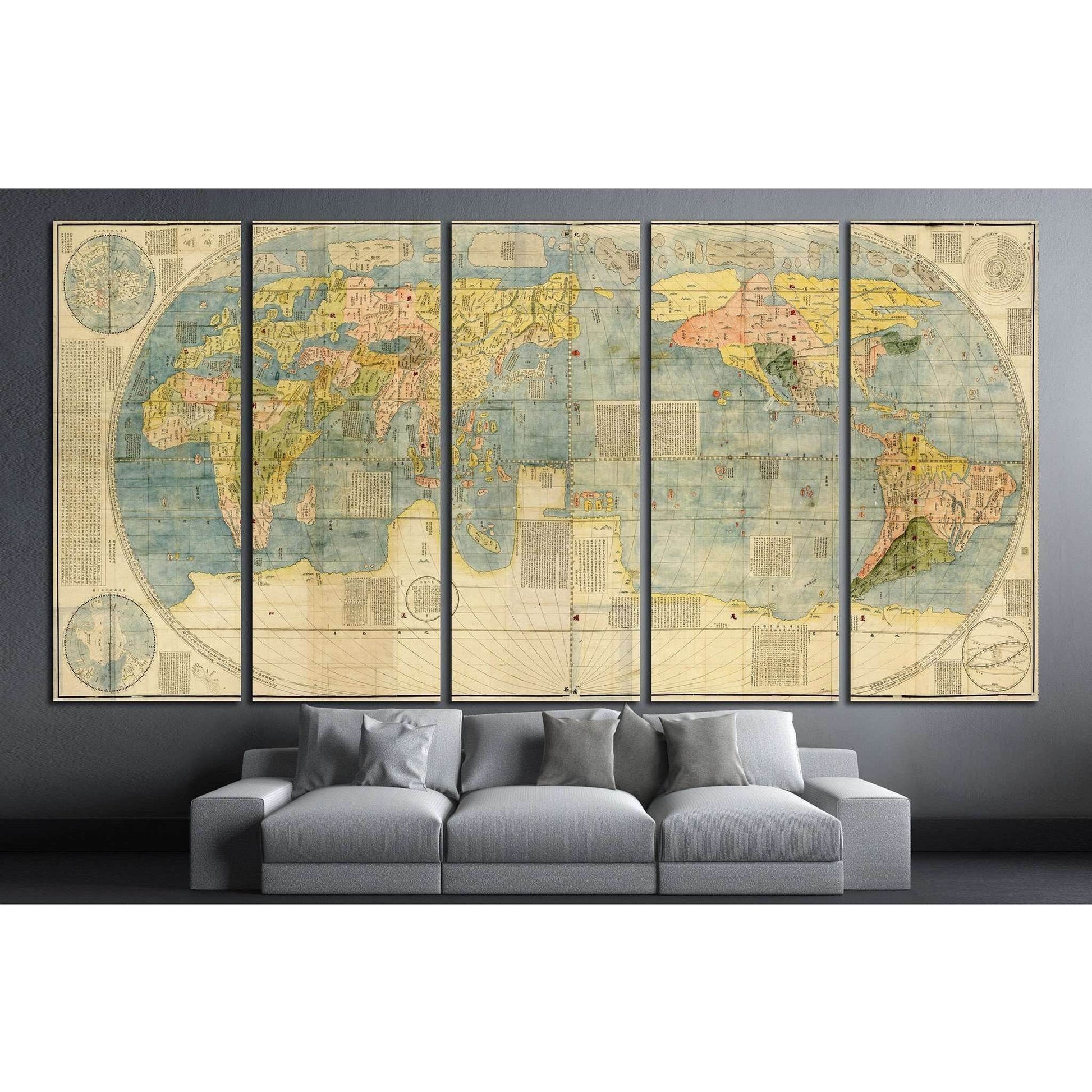 Chinese world map from 1604 №1484 Ready to Hang Canvas Print - Zellart Canvas Prints ALL_Products, s-1484