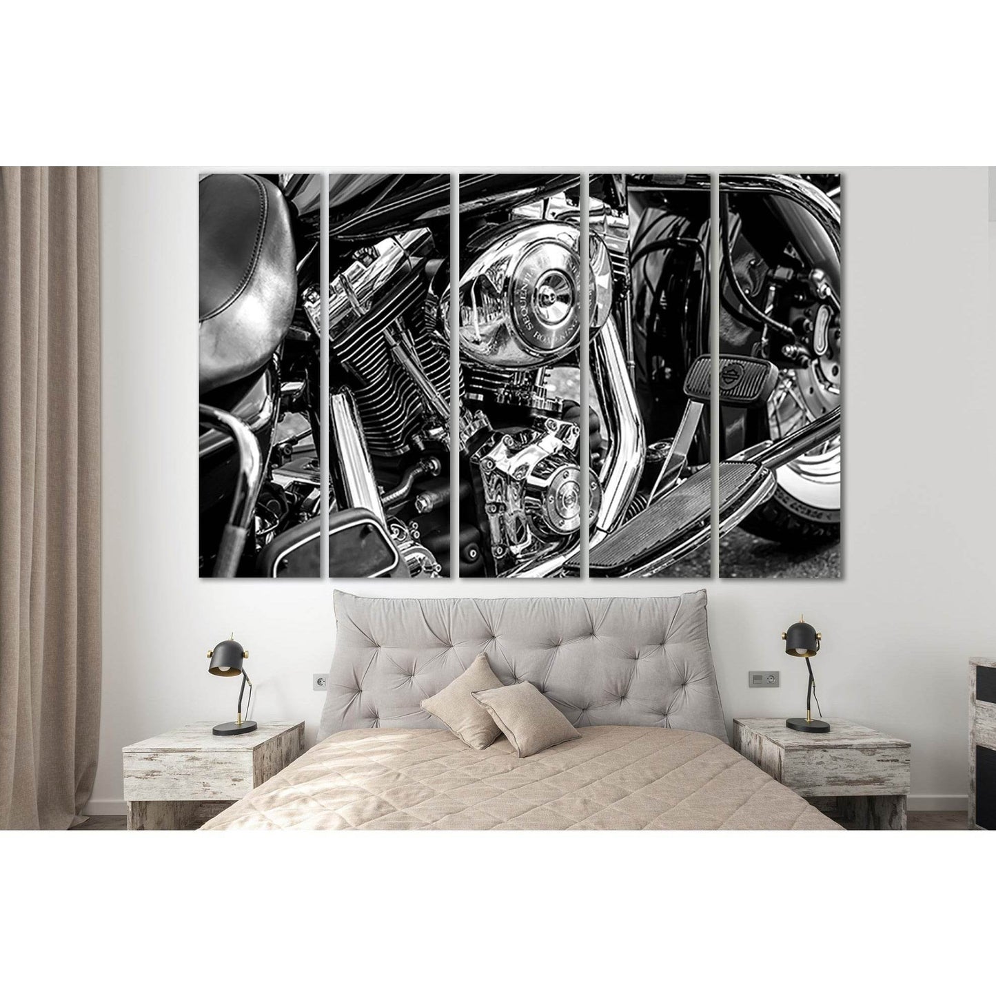 Chrome Plated Motorcycle Engine №SL745 Ready to Hang Canvas Print - Zellart Canvas Prints 0new, ALL_Products, Engine, Engines Wall Art