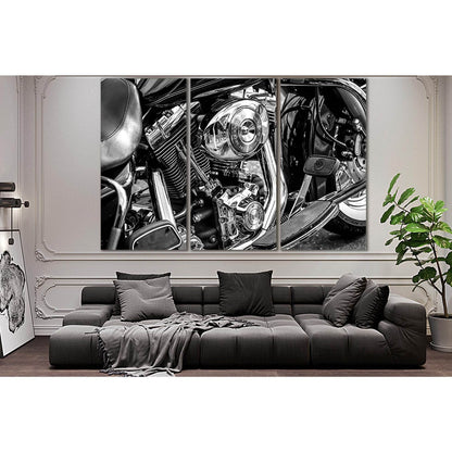 Chrome Plated Motorcycle Engine №SL745 Ready to Hang Canvas Print - Zellart Canvas Prints 0new, ALL_Products, Engine, Engines Wall Art