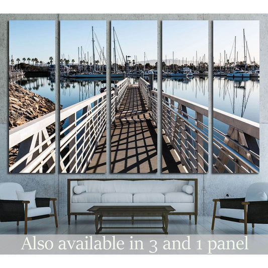 Chula Vista Bayfront park boat launch ramp with boats moored in marina №2105 Ready to Hang Canvas Print - Zellart Canvas Prints ALL_Products, s-2105