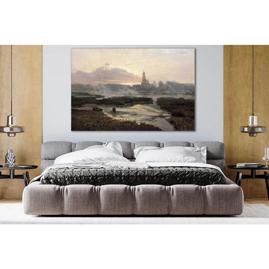 Church Dawn Oil Painting №SL572 Ready to Hang Canvas Print - Zellart Canvas Prints 0new, ALL_Products, Oil Painting Wall Art