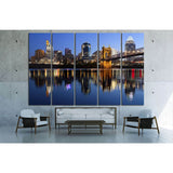 Cincinnati and John A. Roebling Suspension Bridge at twilight №1674 Ready to Hang Canvas Print