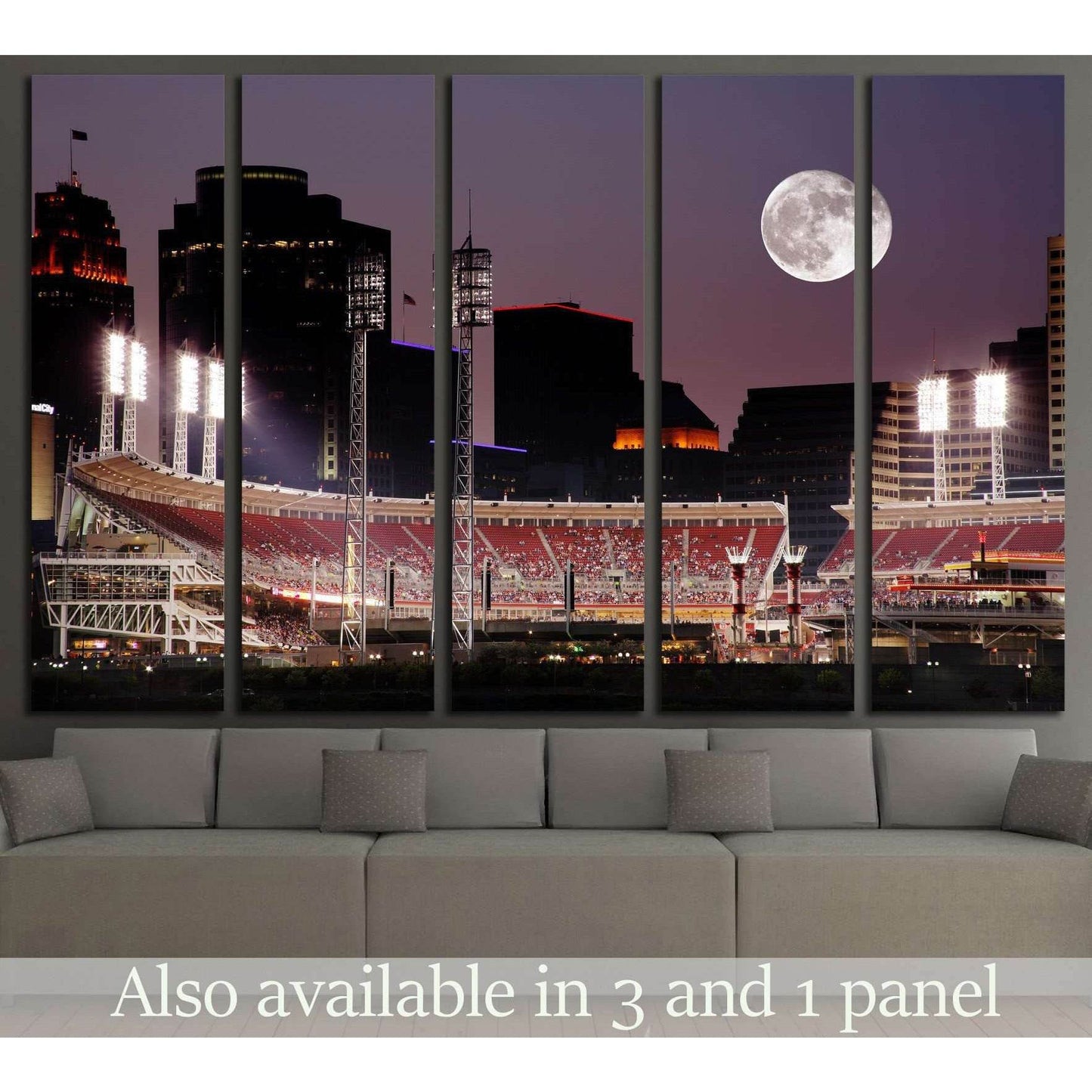 Cincinnati Ohio After Sunset, Reds vs Cubs №1662 Ready to Hang Canvas Print - Zellart Canvas Prints ALL_Products, s-1662