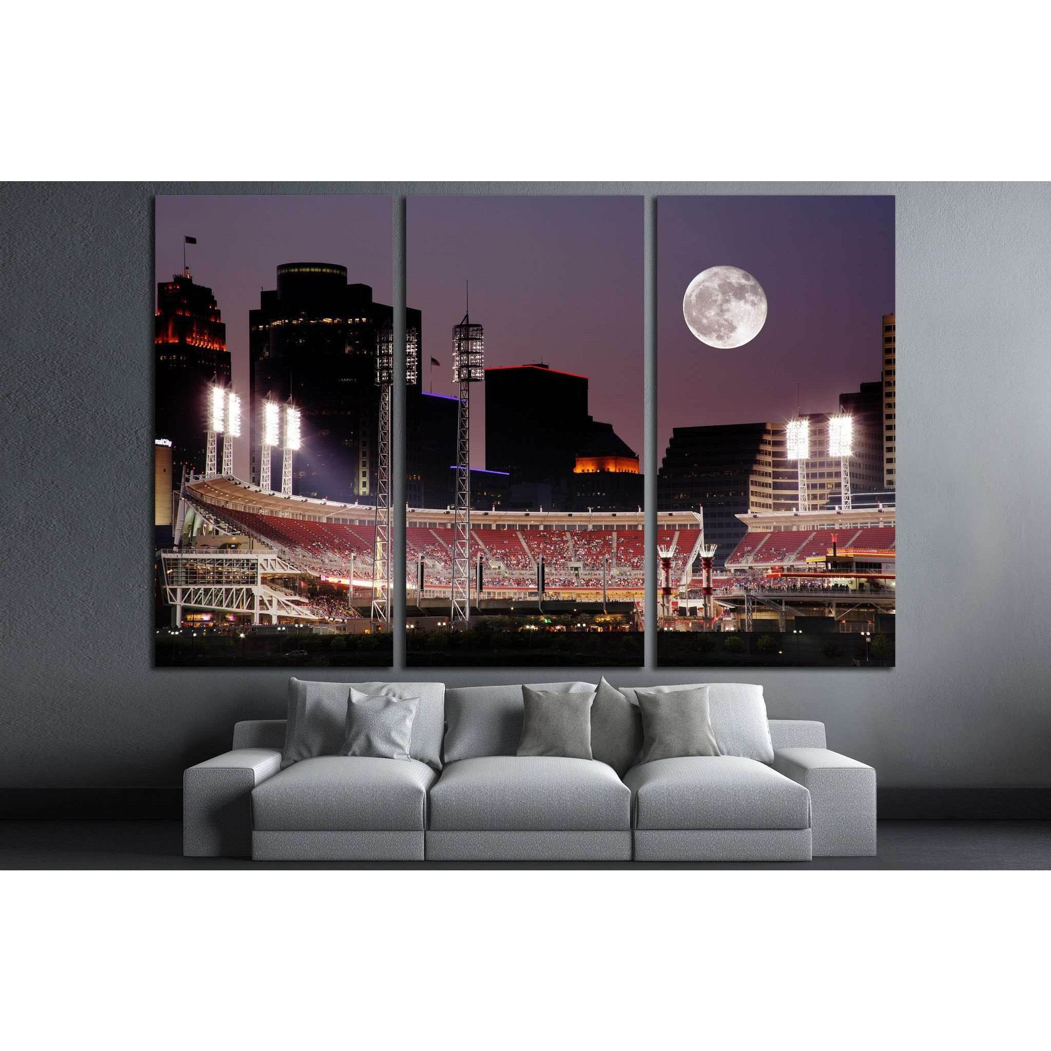 Cincinnati Ohio After Sunset, Reds vs Cubs №1662 Ready to Hang Canvas Print