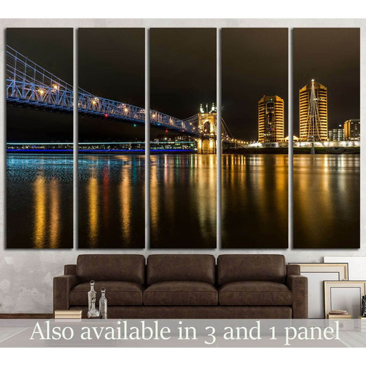 Cincinnati Roebling Bridge at Night №1752 Ready to Hang Canvas Print - Zellart Canvas Prints ALL_Products, s-1752