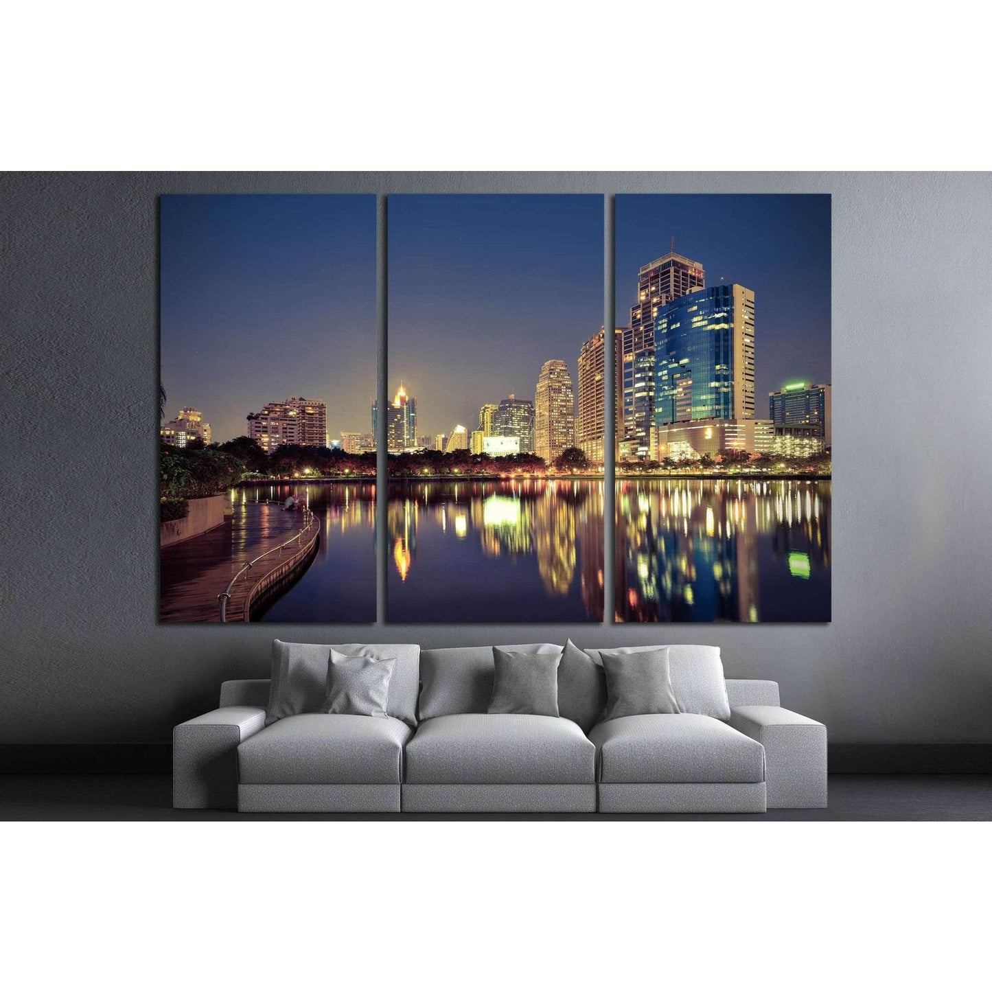 City downtown at night №1026 Ready to Hang Canvas Print - Zellart Canvas Prints ALL_Products, s-1026